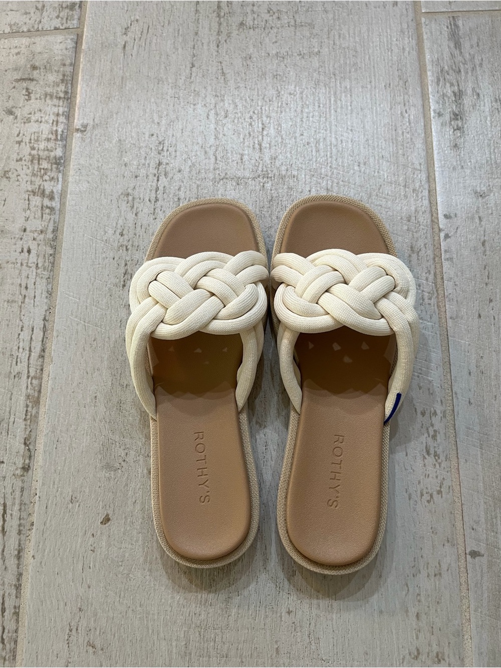 Rothy's Cream Braided Knot Slide Sandals size 8.5 - Picture 2 of 2